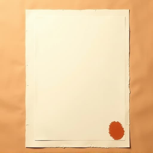 Stillleben: einzelnes Dokumentblatt mit copperfarbenem Stempel